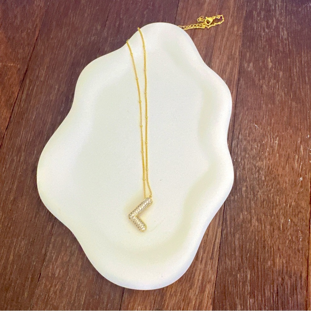 18K Gold Plated Initial L Pendant Bubble Balloon Bling Letter Necklace